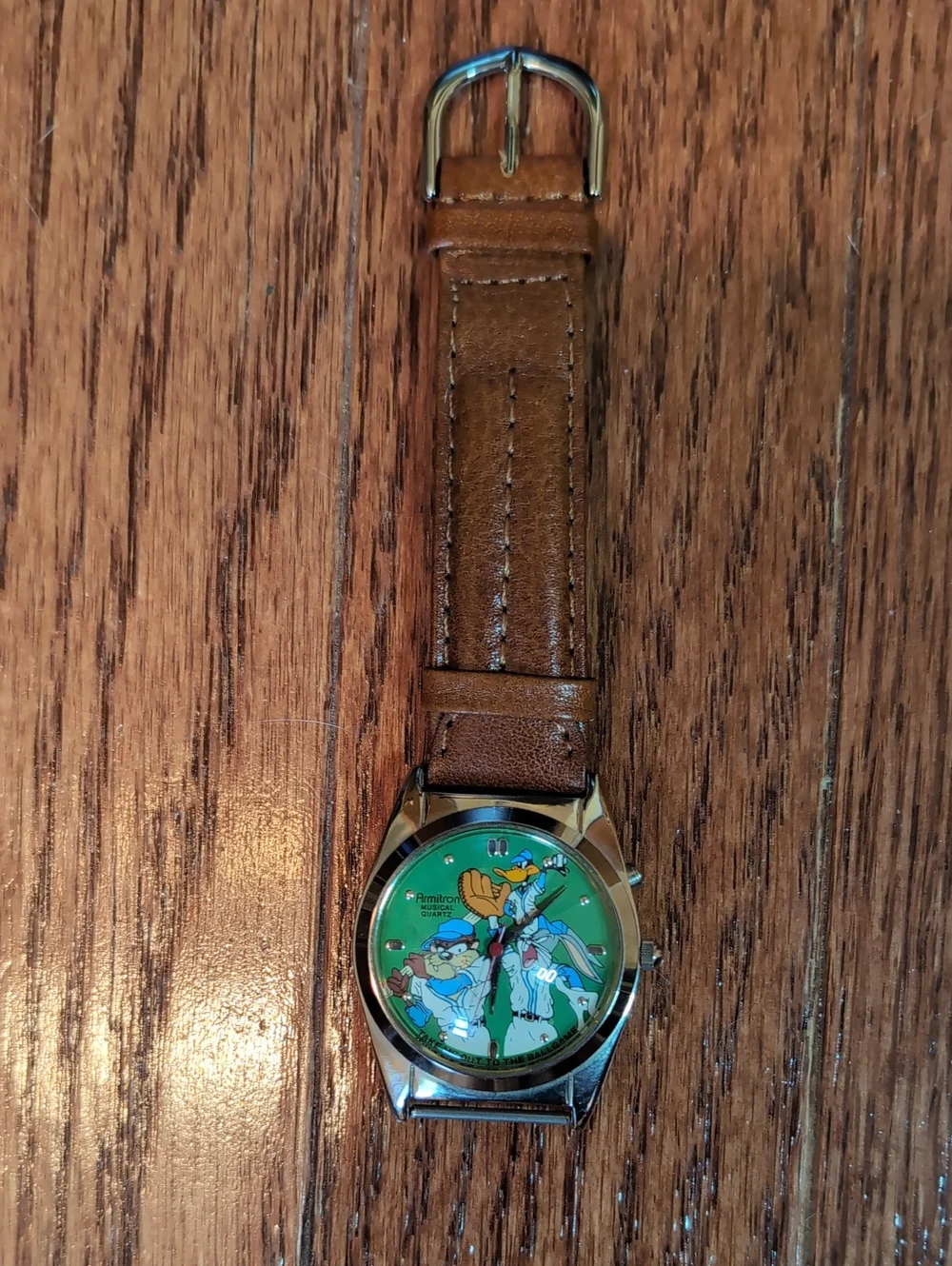 Armitron Bugs Taz + Daffy Take Me Out To The Ballgame 32mm Musical Watch Vintage